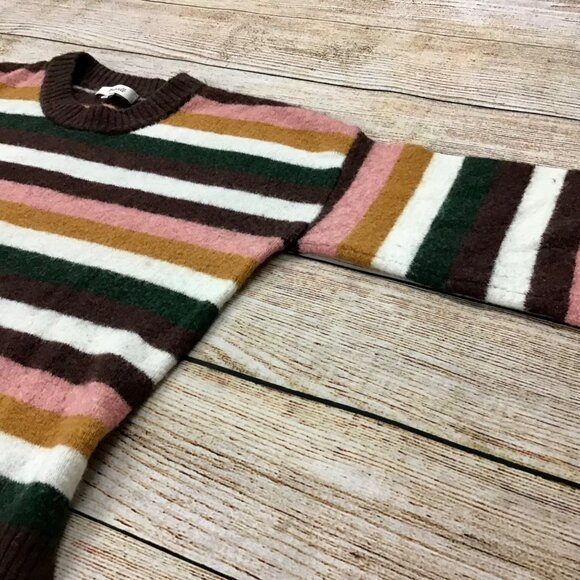 Madewell Striped Knit Pullover Sweater Merino Alpaca Wool Blend Size XS - Picture 7 of 13